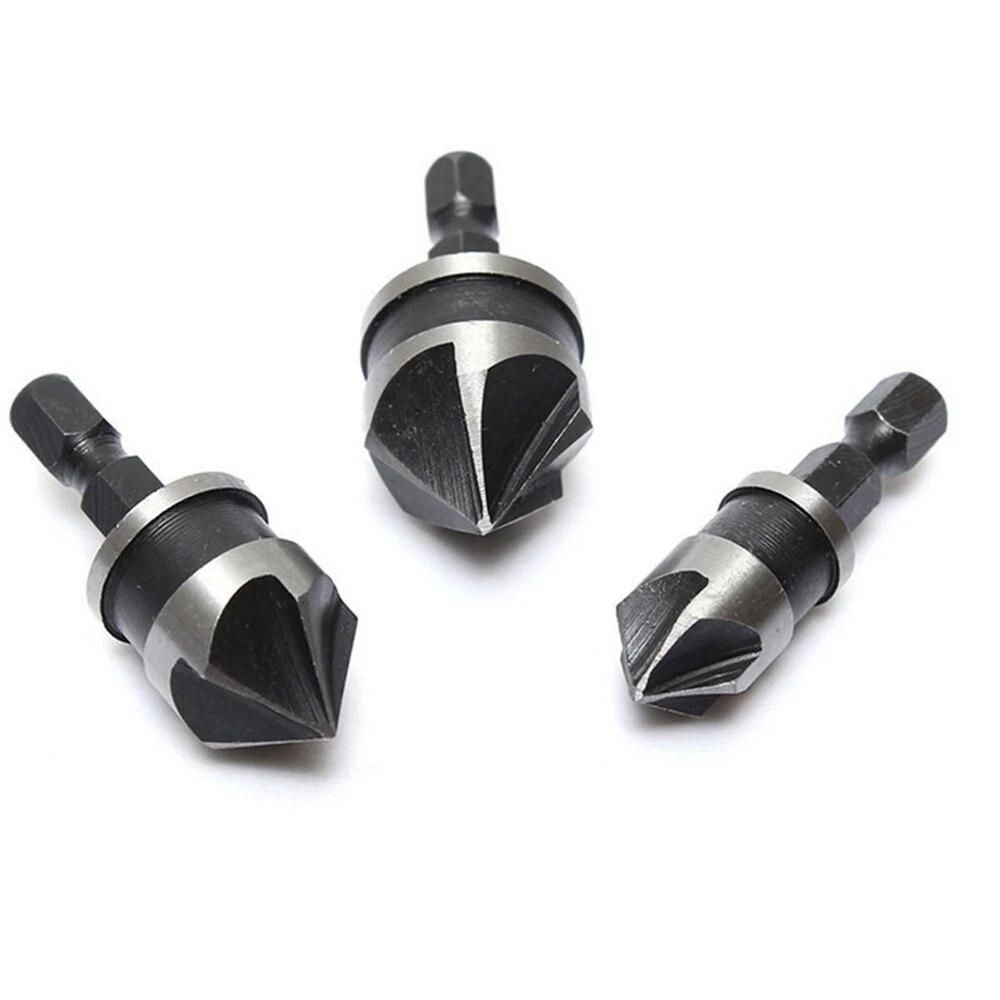 3pcs/set 12-19mm Drill Bit for metal 90 degree Tools Hex Countersink cutter Set for Wood Quick Change Round Shank For Power Tool