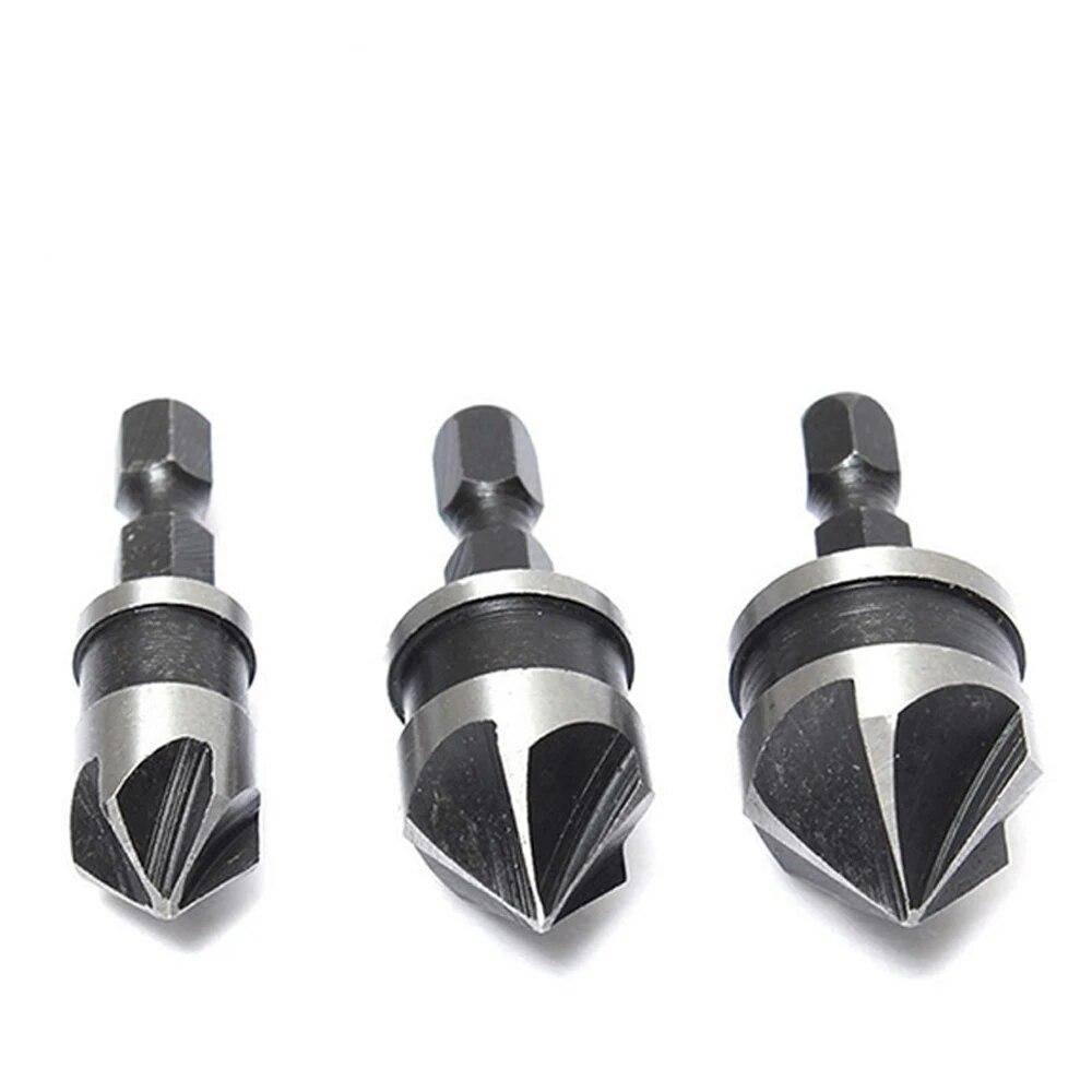 3pcs/set 12-19mm Drill Bit for metal 90 degree Tools Hex Countersink cutter Set for Wood Quick Change Round Shank For Power Tool