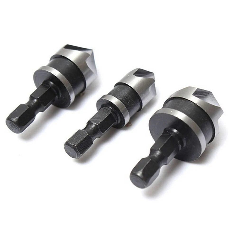3pcs/set 12-19mm Drill Bit for metal 90 degree Tools Hex Countersink cutter Set for Wood Quick Change Round Shank For Power Tool