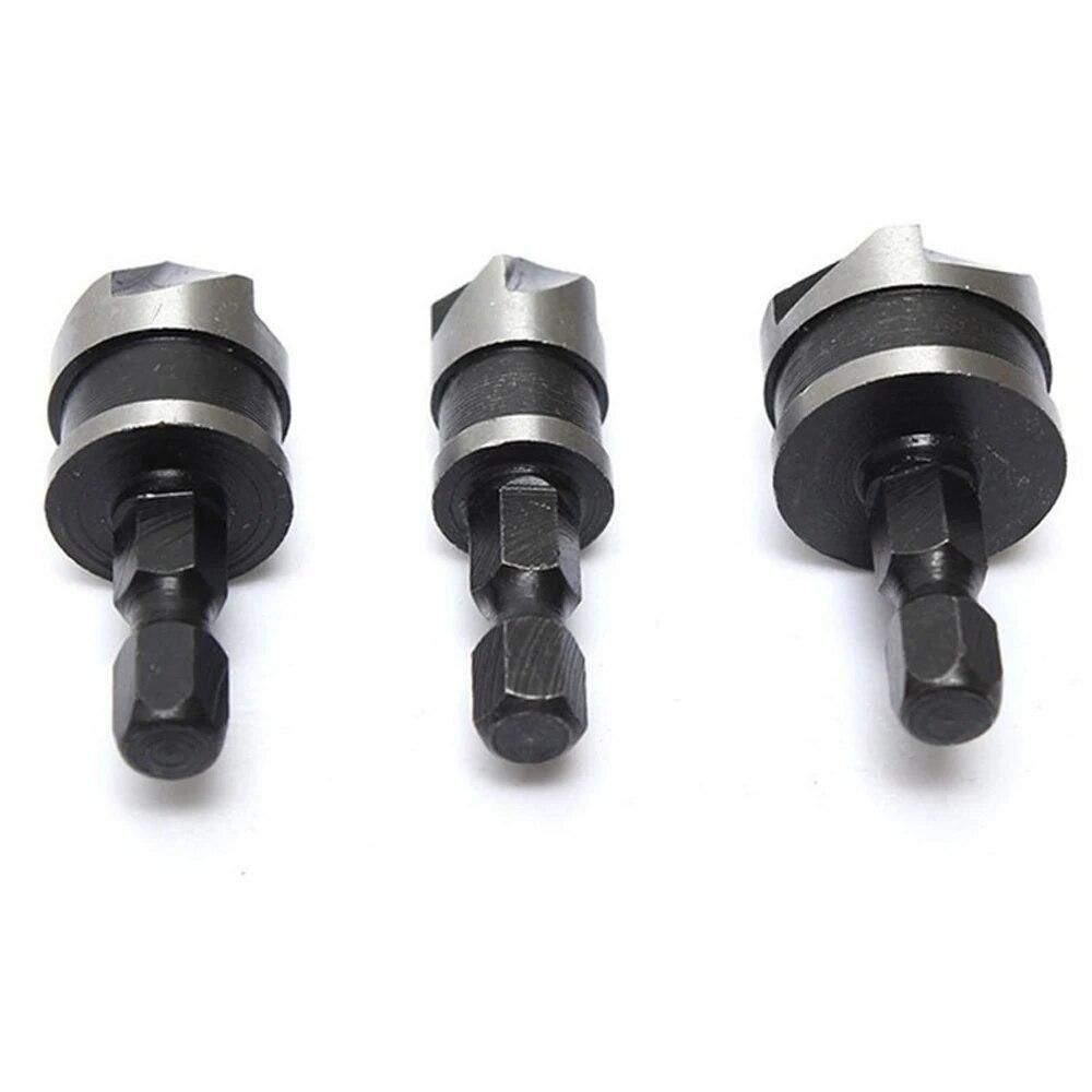 3pcs/set 12-19mm Drill Bit for metal 90 degree Tools Hex Countersink cutter Set for Wood Quick Change Round Shank For Power Tool