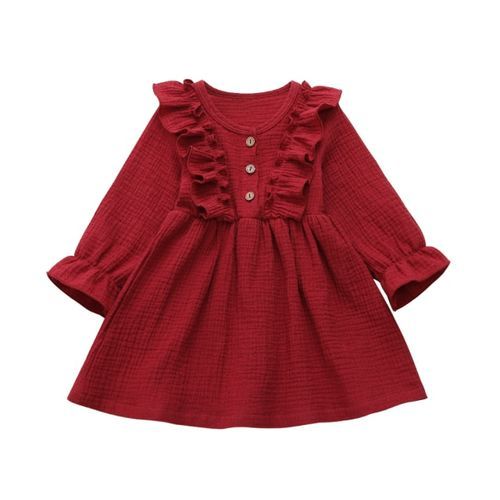 Dress Long Sleeve Dress With Ruffles For
