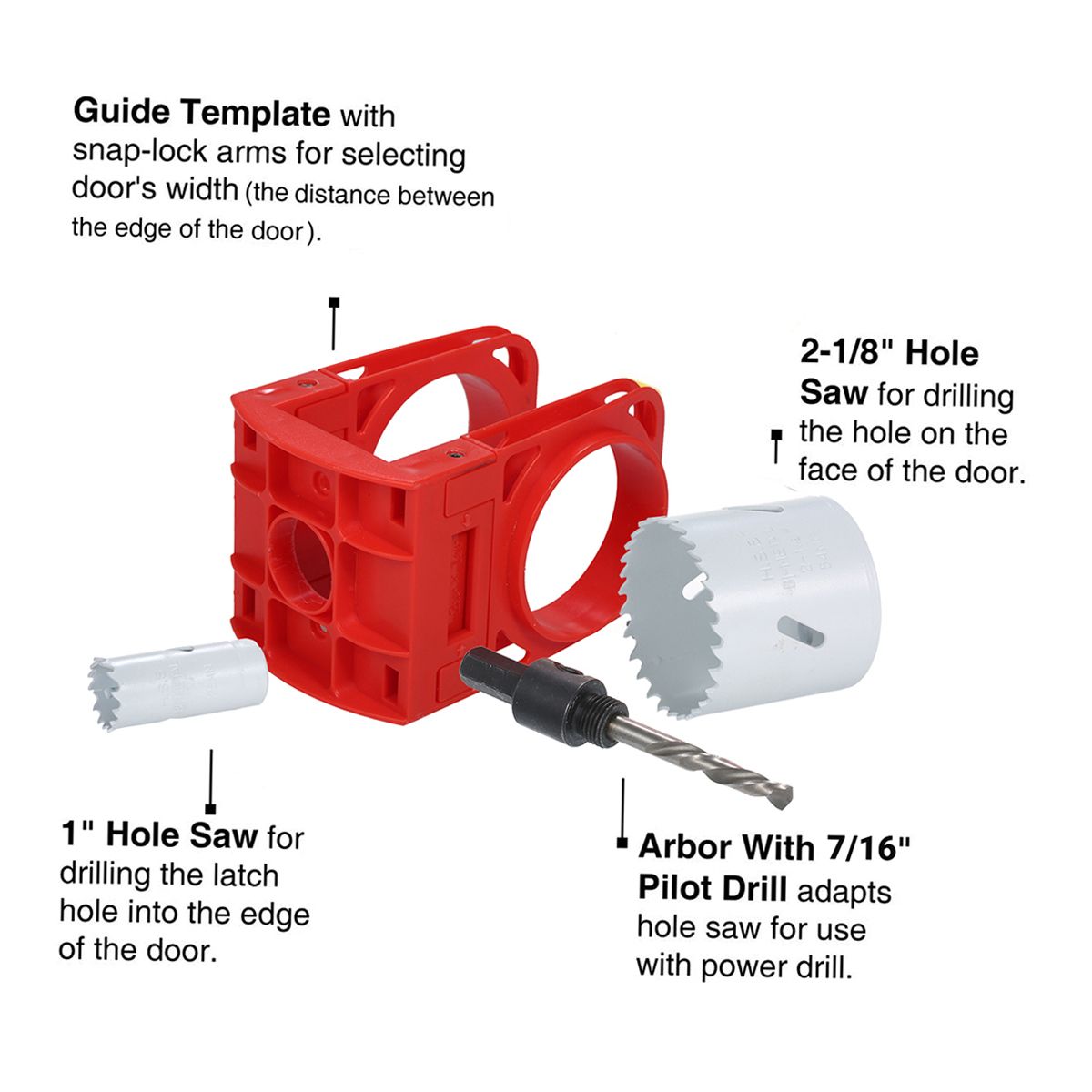 Lock Installation Kit With Guide Template For Wood Doors
