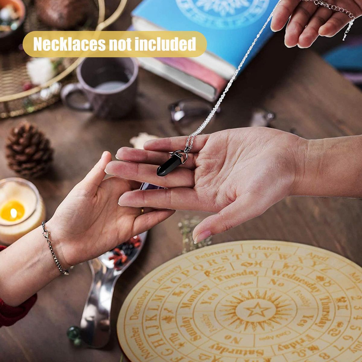 Star Pendulum Board Wooden Dowsing Divination Board Round Metaphysical Message Board Witchcraft Wiccan Altar Beginner Witchcraft Supply