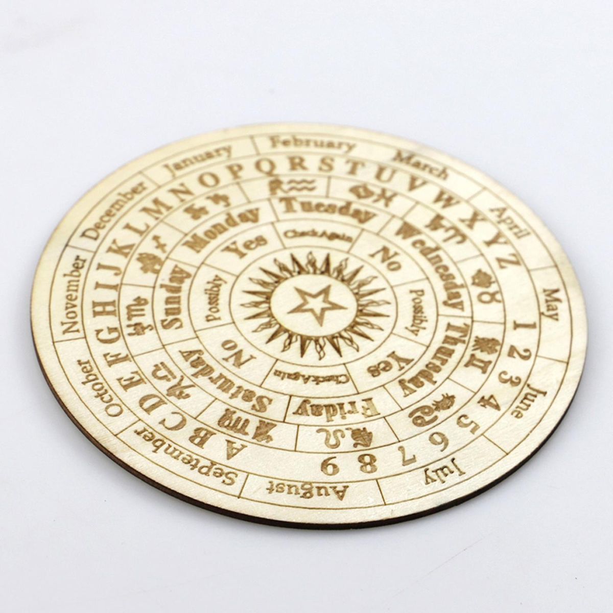 Star Pendulum Board Wooden Dowsing Divination Board Round Metaphysical Message Board Witchcraft Wiccan Altar Beginner Witchcraft Supply