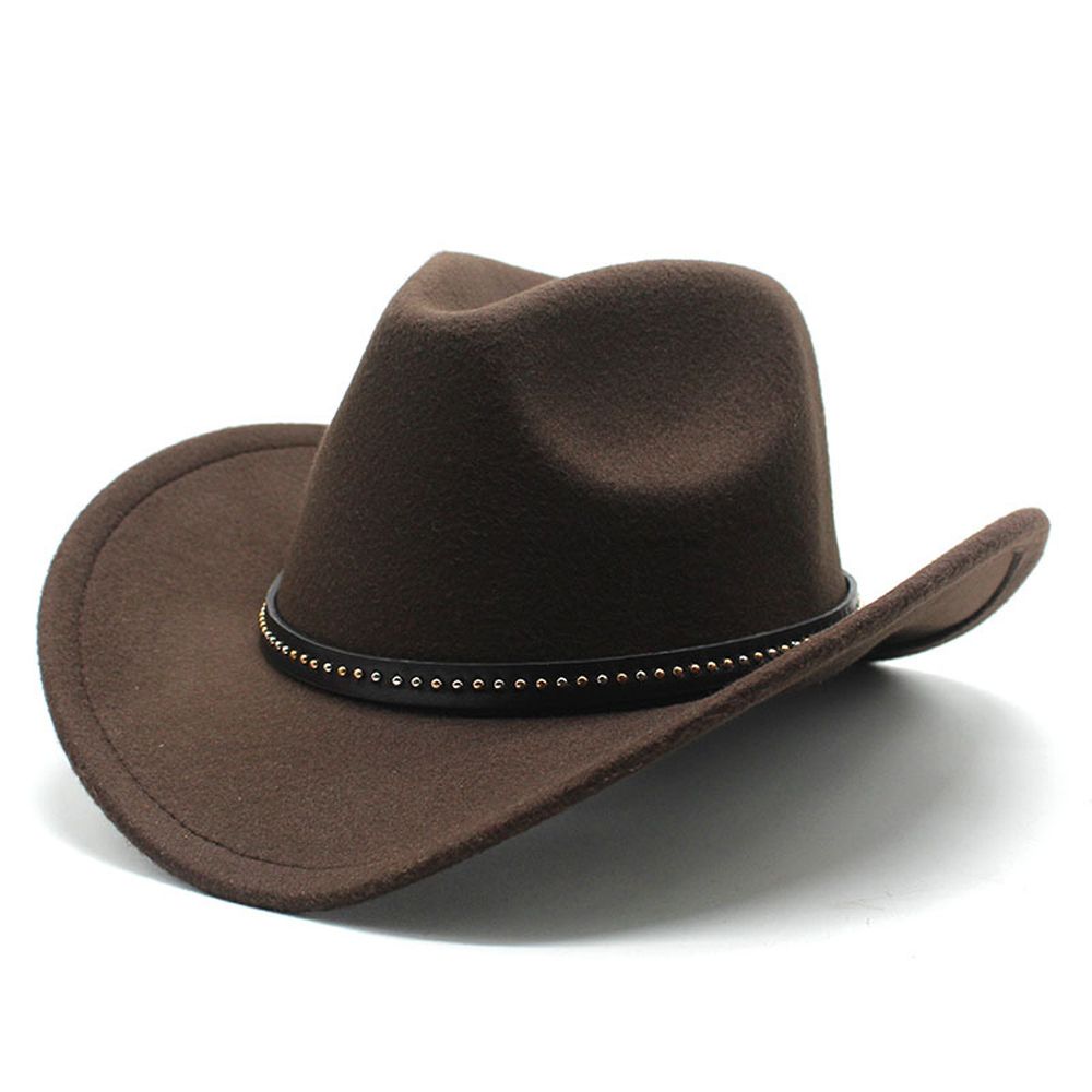 Western Cowboy Hat Unisex Tweed Felt Wide Brim Hat With