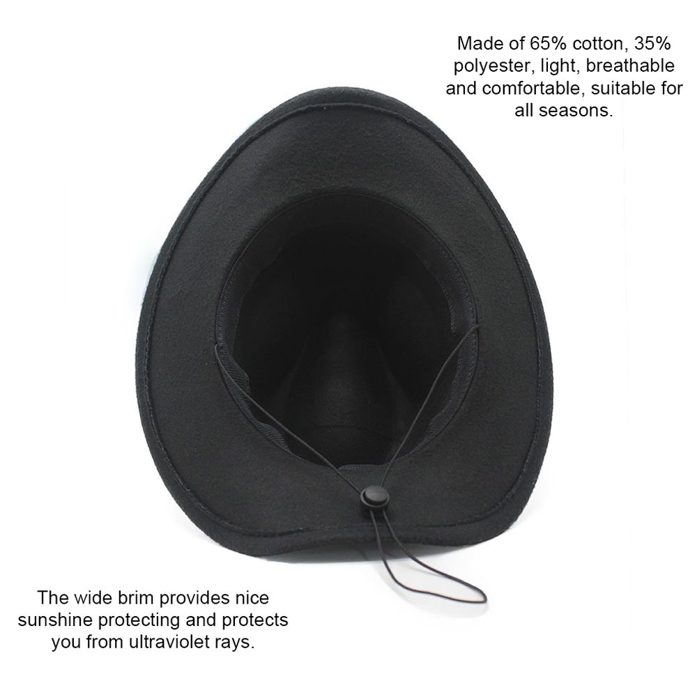 Western Cowboy Hat Unisex Tweed Felt Wide Brim Hat With