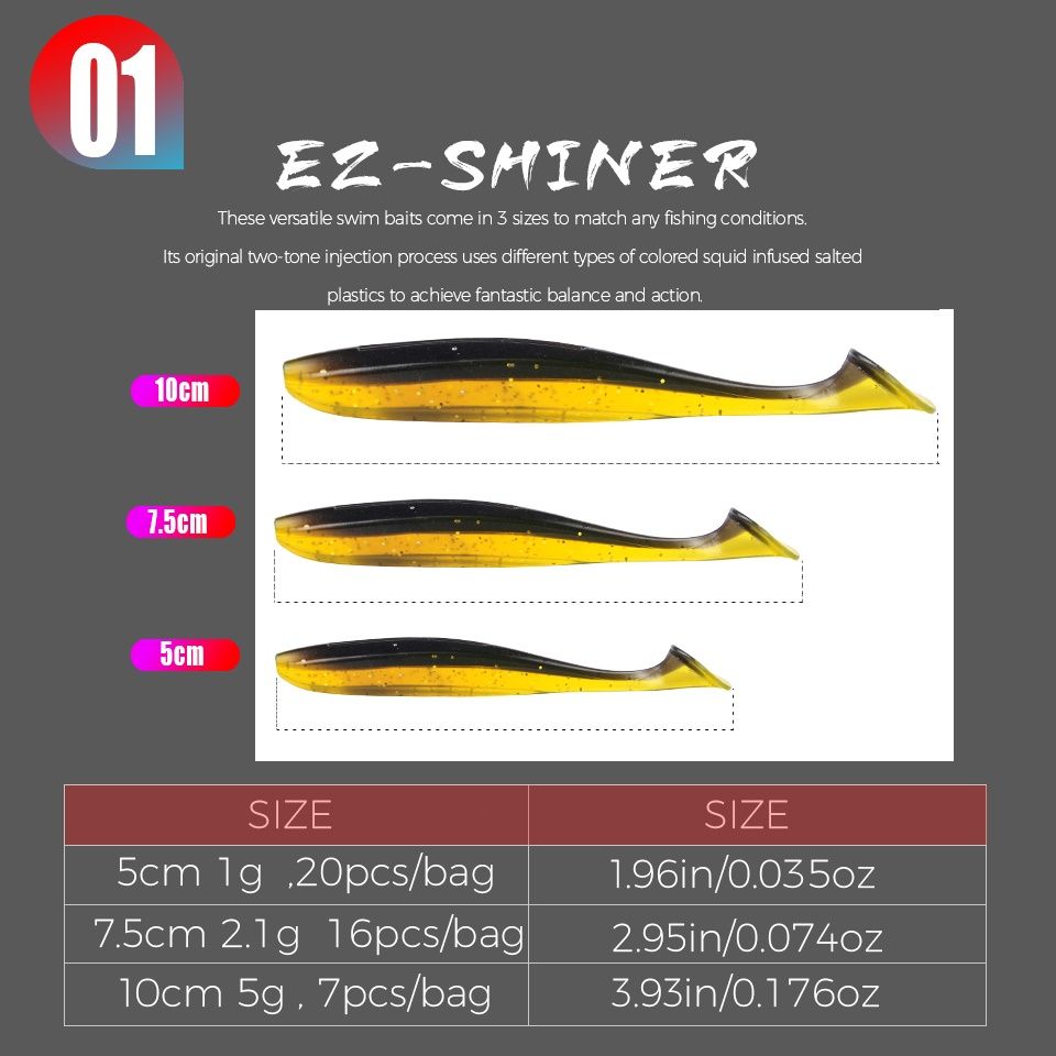 Artificial Fishing Bait Easy Shiner Fishing Multicolor