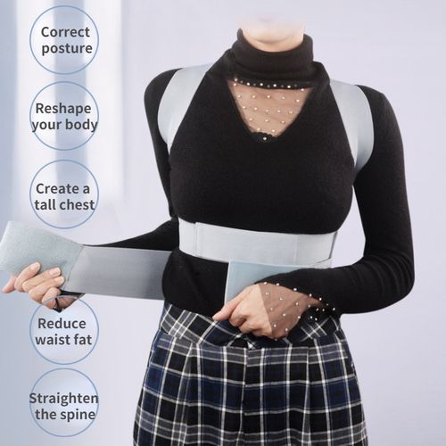 Invisible Chest Posture Corrector Scoliosis Back Brace Spine Belt Shoulder Medical Therapy Support Poor Posture Correction Belt(#Gray)