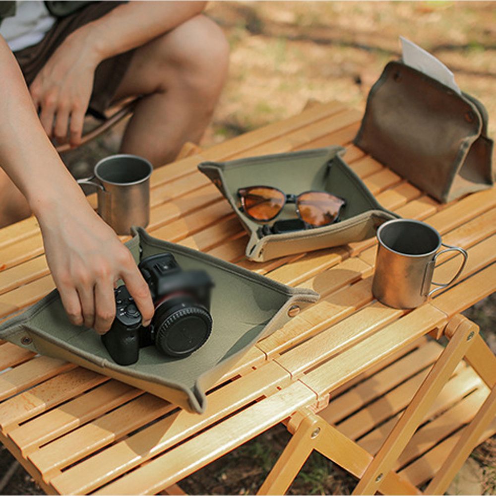 Camping Canvas Storage Tray Outdoor Desktop Keys Camera