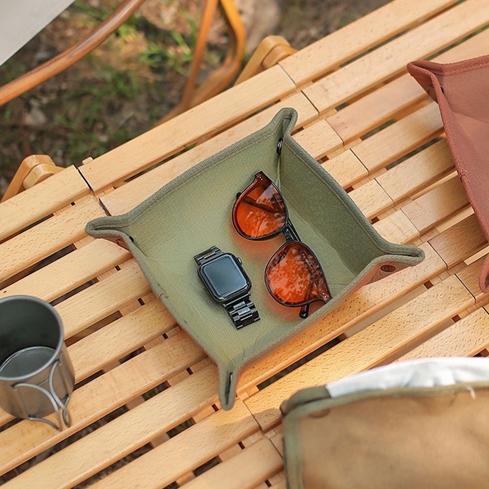 Camping Canvas Storage Tray Outdoor Desktop Keys Camera