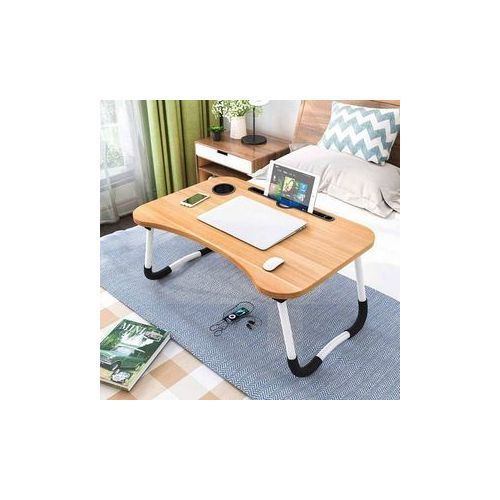 Foldable Bamboo Wooden Laptop Table With Cup Holder