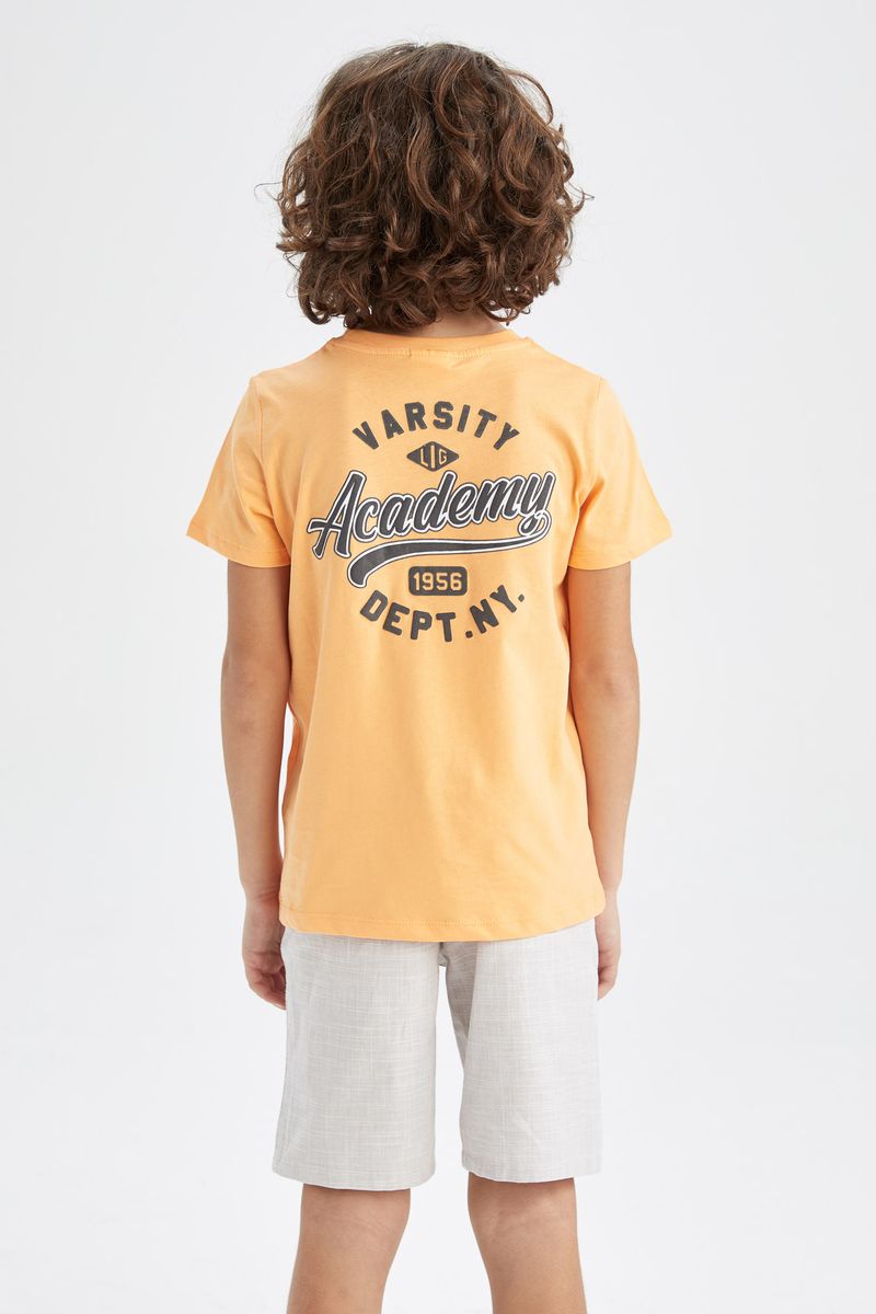 Boy - Regular Fit Crew Neck Knitted Short Sleeve T-Shirt - Orange