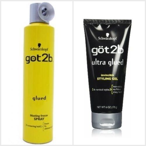 Got2b Blasting Freeze Spray + Got2b Ultra Glued Inviscible Styling Gel.