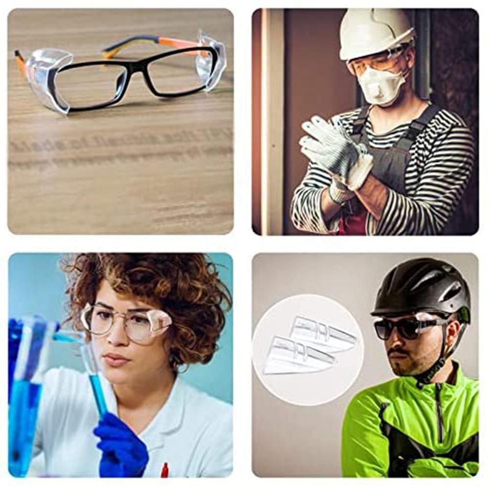 4 Pairs Eye Glasses Side Shields Slip on Clear Side Shield for Safety Glasses