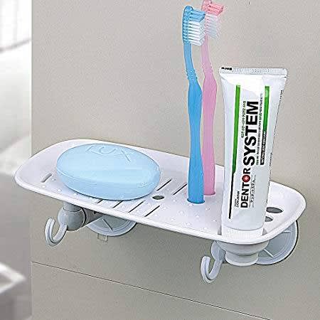 Multi-Purpose Soap Dish, Toothpaste & Brush Holder - White