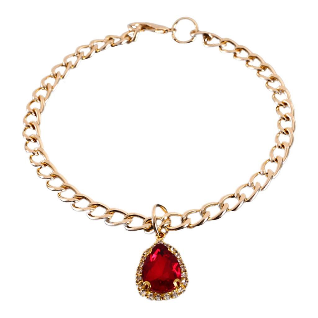 Gem Cat Collar Diamond Cat Dog Collar With Bling Charm Rhinestones Red