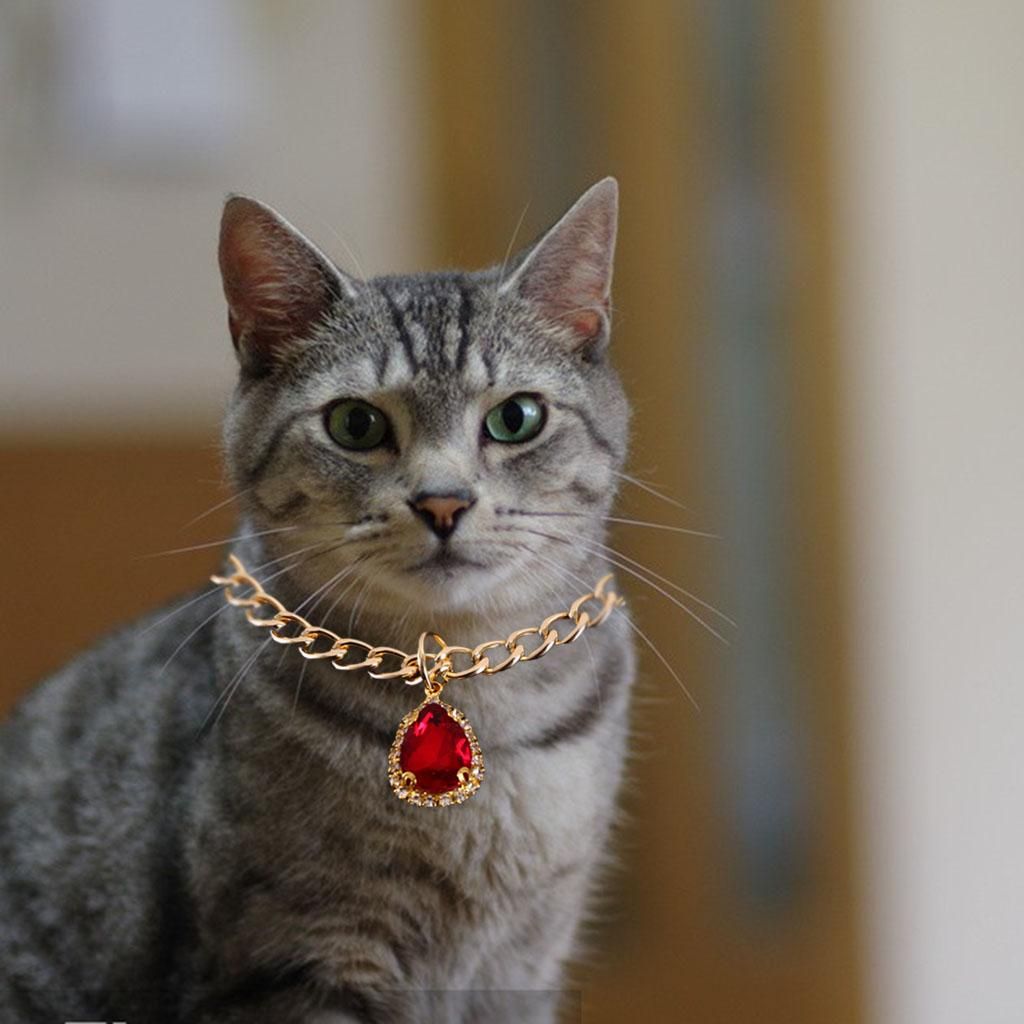 Gem Cat Collar Diamond Cat Dog Collar With Bling Charm Rhinestones Red
