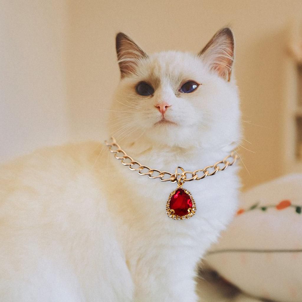 Gem Cat Collar Diamond Cat Dog Collar With Bling Charm Rhinestones Red