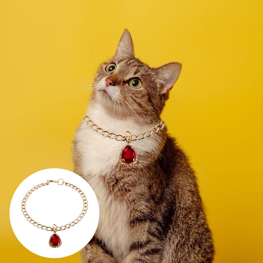 Gem Cat Collar Diamond Cat Dog Collar With Bling Charm Rhinestones Red