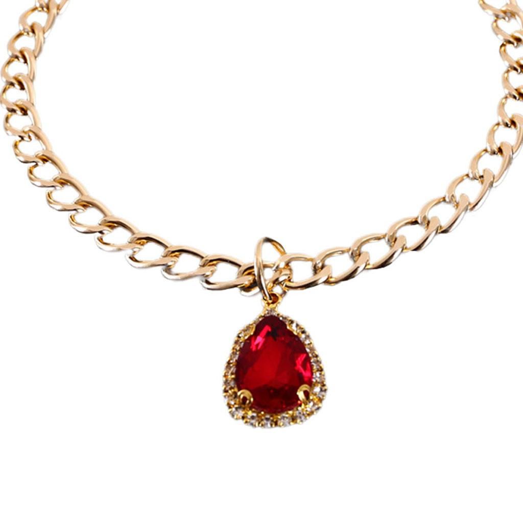 Gem Cat Collar Diamond Cat Dog Collar With Bling Charm Rhinestones Red