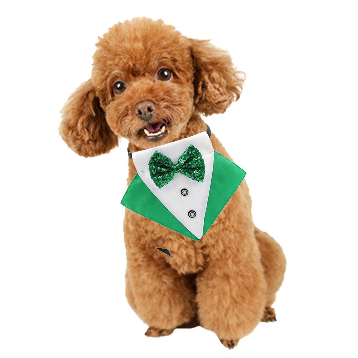 Dog Bandana Collar With Bow Tie St. Patrick's Day Green White S