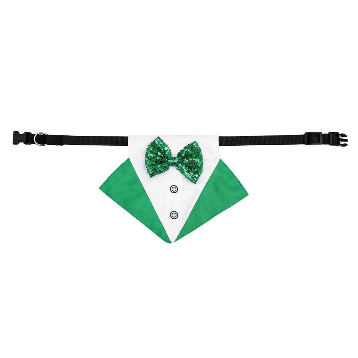 Dog Bandana Collar With Bow Tie St. Patrick's Day Green White S