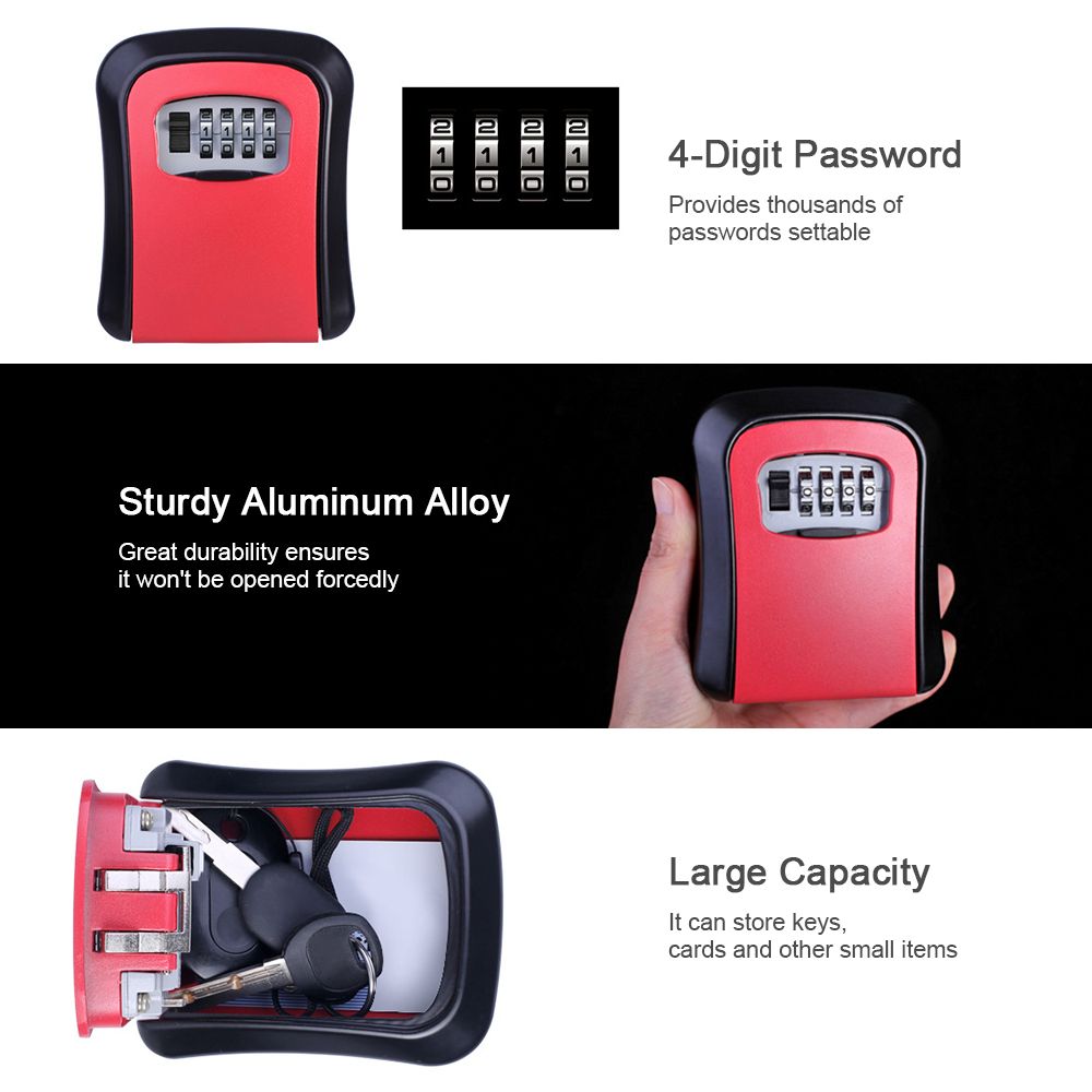 Key Storage Lock Box Wall Mounted With Dustproof Cover