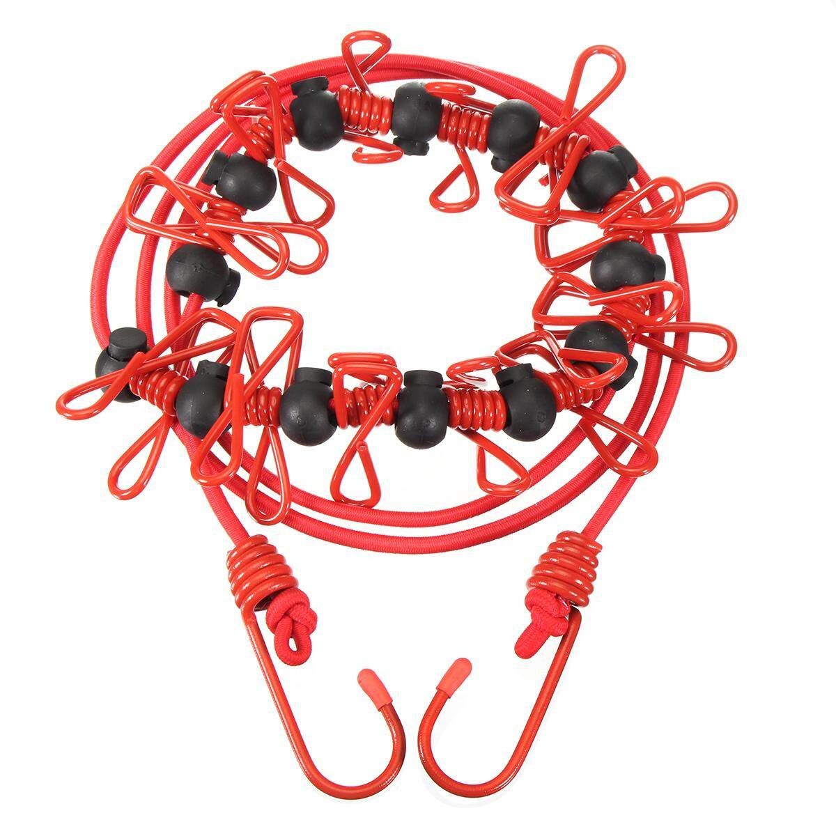 Clothesline Hanger Drying Rack Clothes Hanging Rope Line Anti - Wind Elastic Buckle Clothesline (Green) Red (red)
