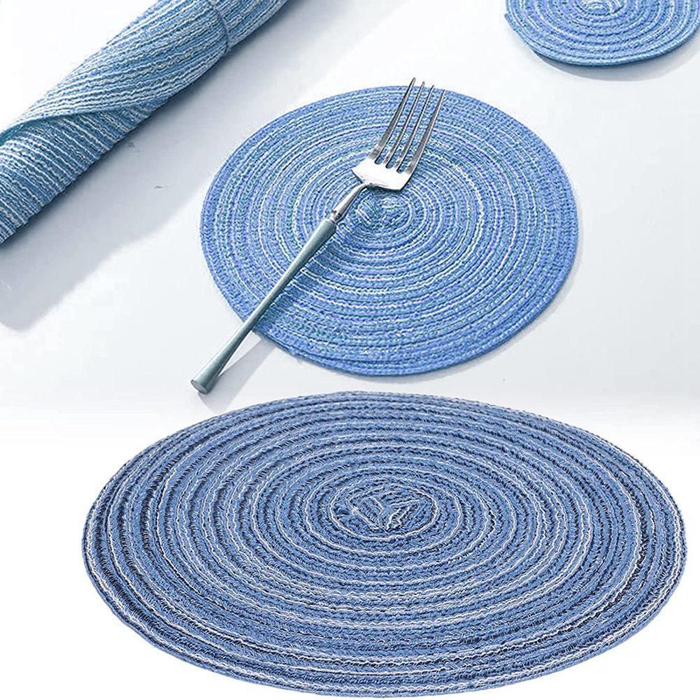 6Pcs Pot Trivets Braided Woven Trivet Coaster,Trivet Pad Blu