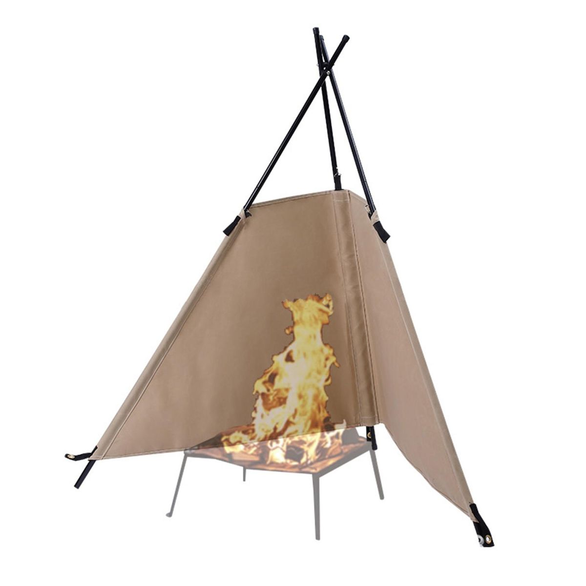 Outdoor Folding Canvas Windscreen Campfire Windshield for Camping Cooking Picnic