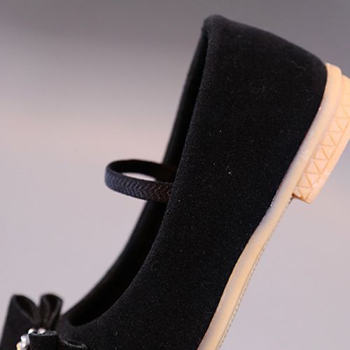 Girls' Princess Bow Sequin Decoration Baby Casual Flat Shoes Solid Loafers Black