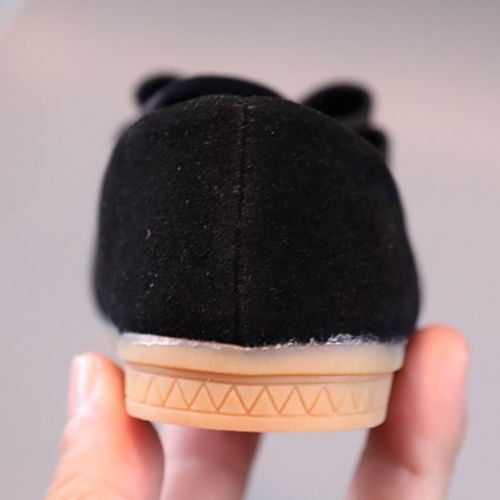 Girls' Princess Bow Sequin Decoration Baby Casual Flat Shoes Solid Loafers Black