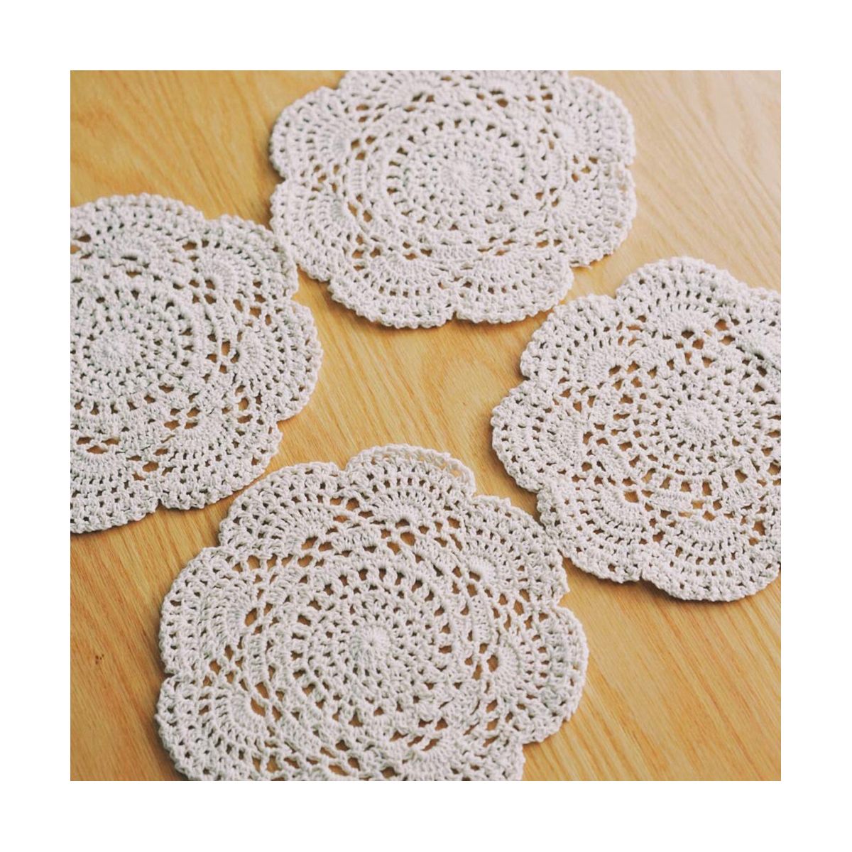 4PCS 8.6 Inch Doilies Crochet Round  Doily Handmade
