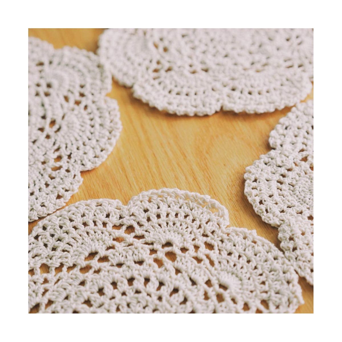 4PCS 8.6 Inch Doilies Crochet Round  Doily Handmade