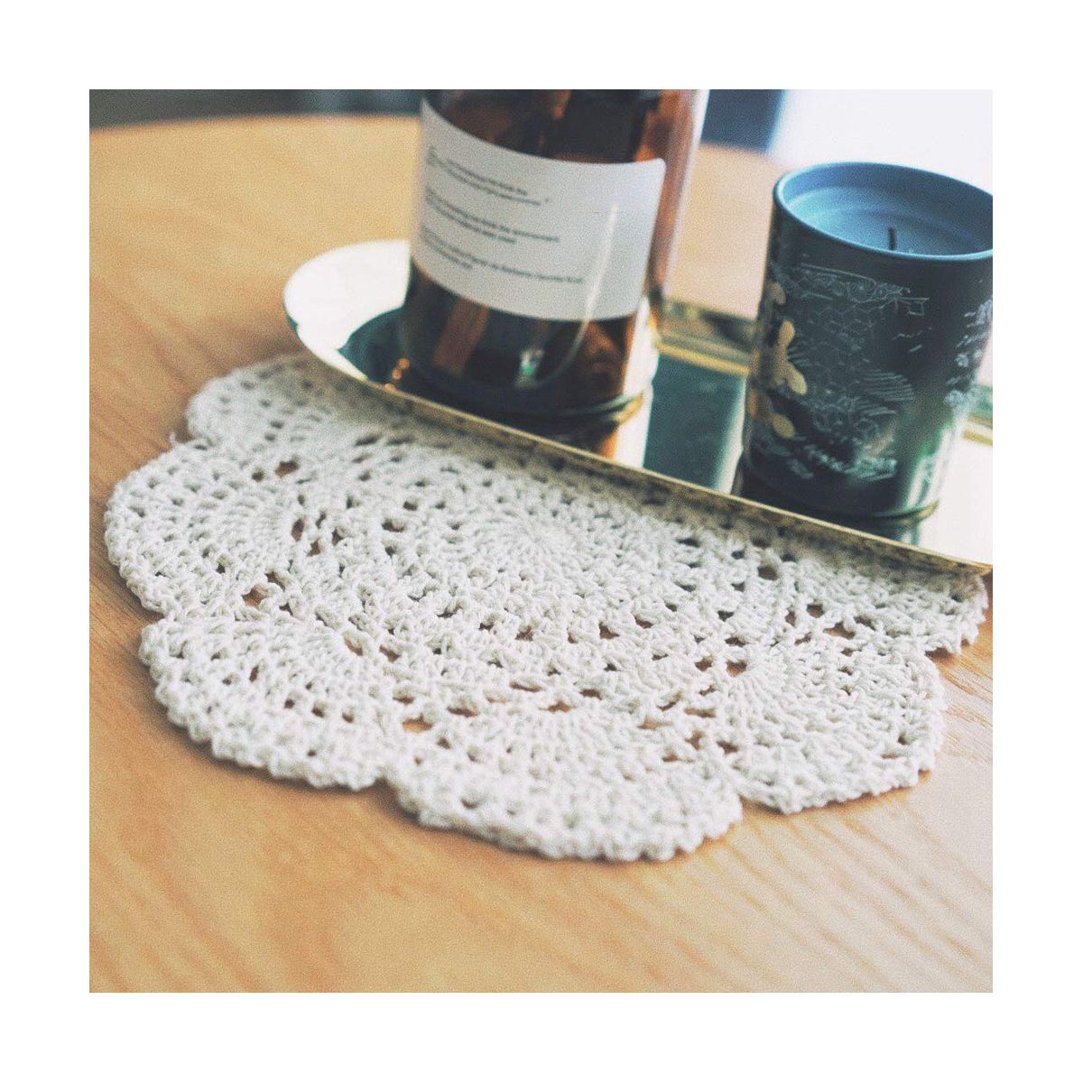 4PCS 8.6 Inch Doilies Crochet Round  Doily Handmade