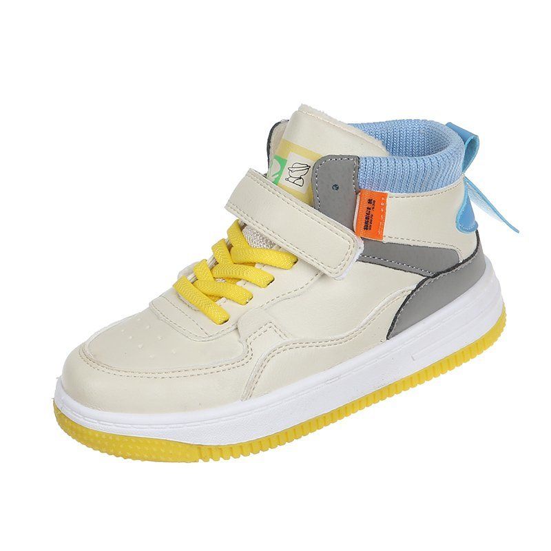 Children's High-top Flat Skate Shoes-Yellow