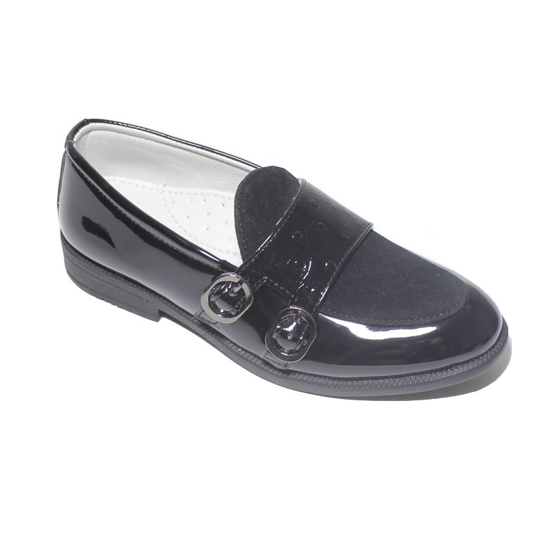 Boys Shoes Children Leather Loafers-Black