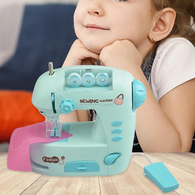 Electric Sewing Machine Battery Operated DIY Learning Toy For Blue