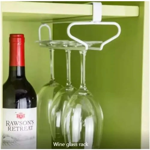 Wine Glass Cabinet Hanger Storage Rack - White