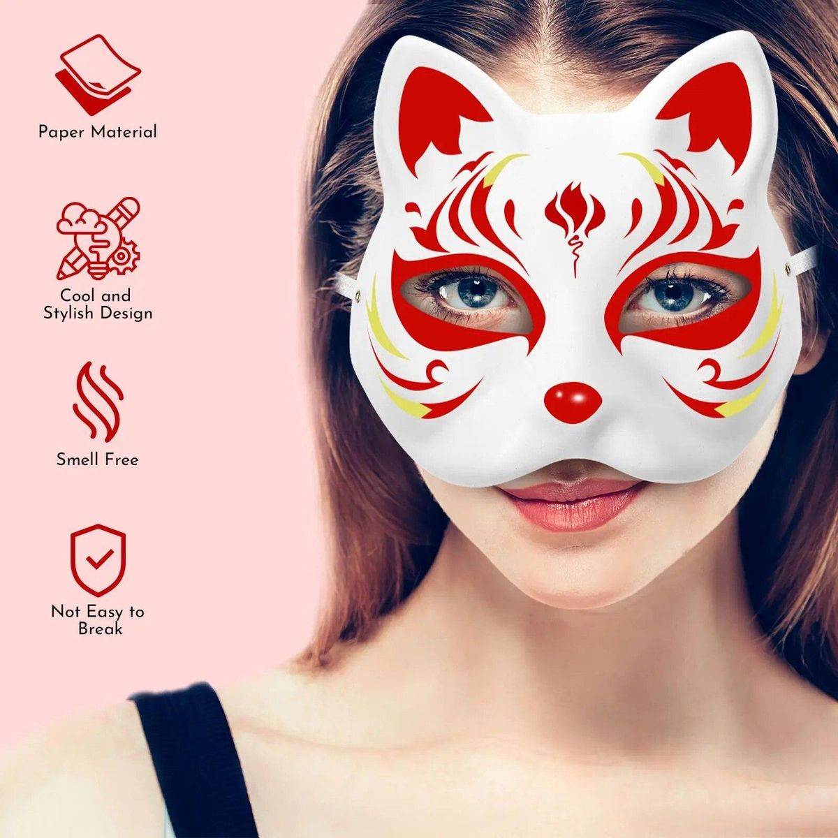 10Pcs Halloween Masks White Masks Paper Masks Blank Cat Mask For Decorating DIY Painting Masquerade Cosplay Party Blank Masks