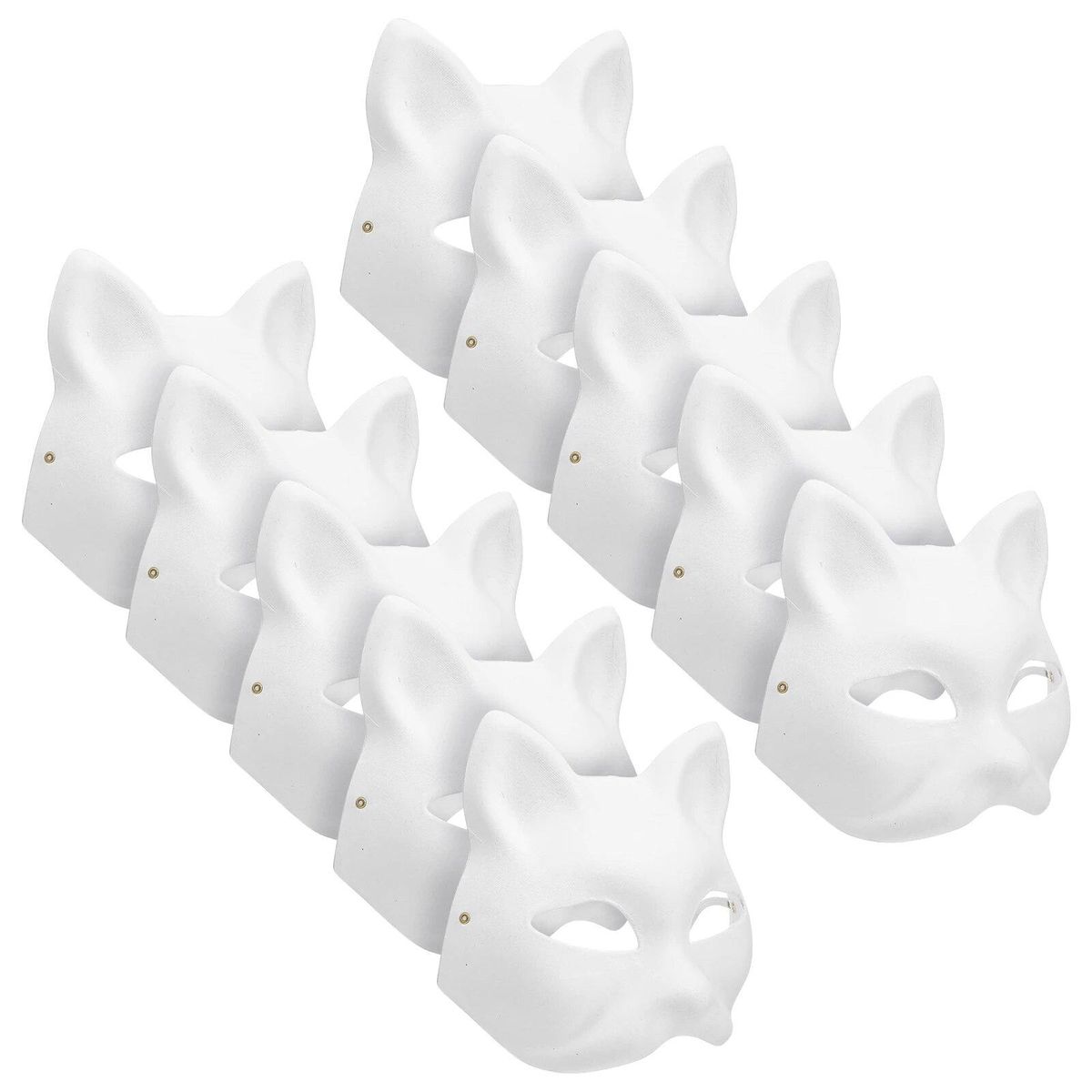 10Pcs Halloween Masks White Masks Paper Masks Blank Cat Mask For Decorating DIY Painting Masquerade Cosplay Party Blank Masks
