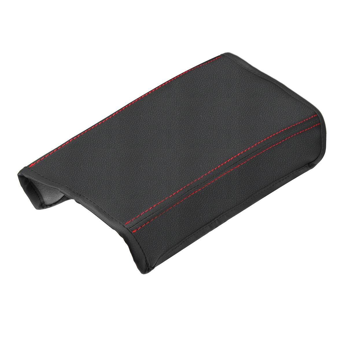 Front Console Lid Armrest Cover Decoration For Honda Accord 2003 2004 2005 2006 2007 #Black Black Skin And Red Line