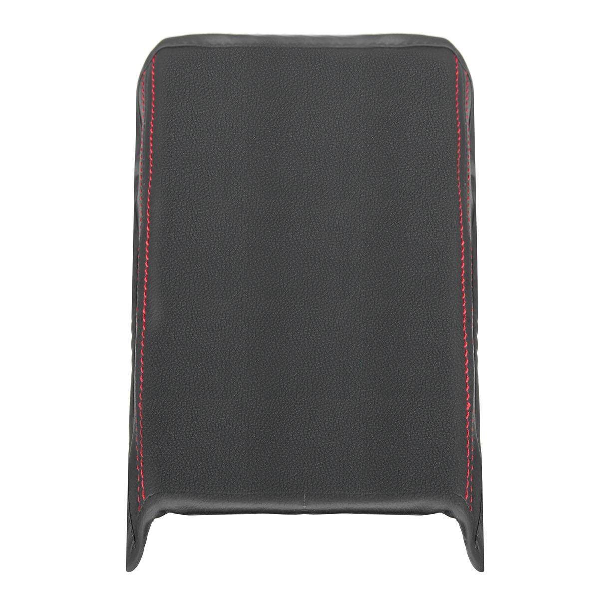 Front Console Lid Armrest Cover Decoration For Honda Accord 2003 2004 2005 2006 2007 #Black Black Skin And Red Line