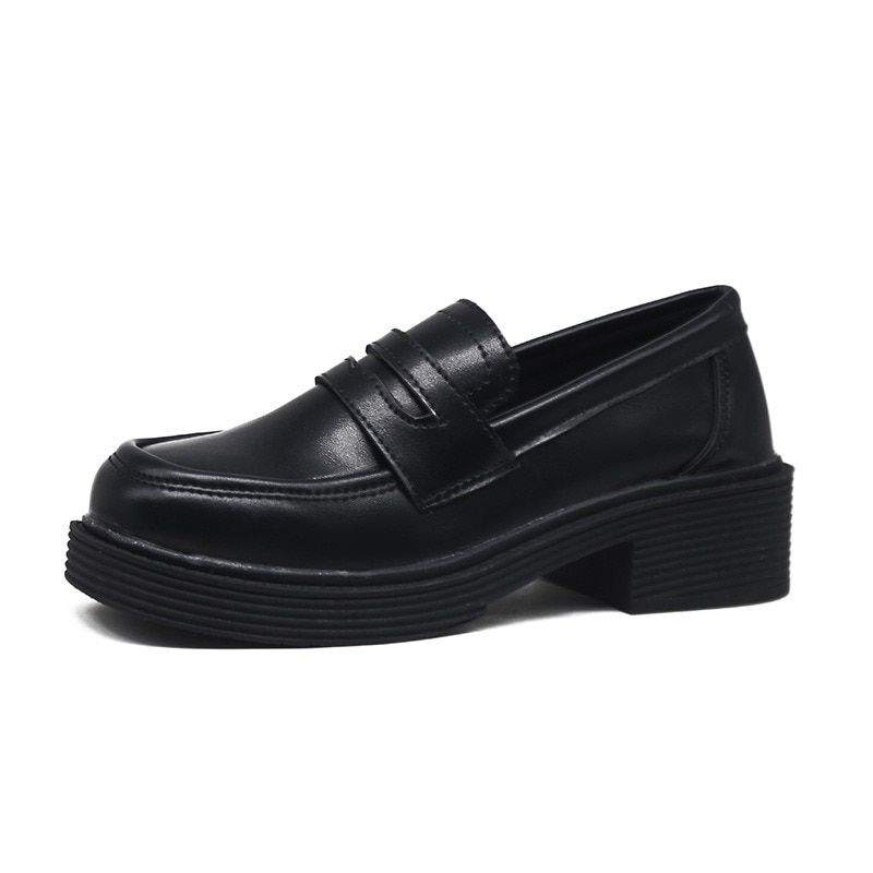 2021 Shoes Women Ladies Thick Sole Slip On Flats Creepers Leather Platform Shoes Mary Jane Shoes Loafers