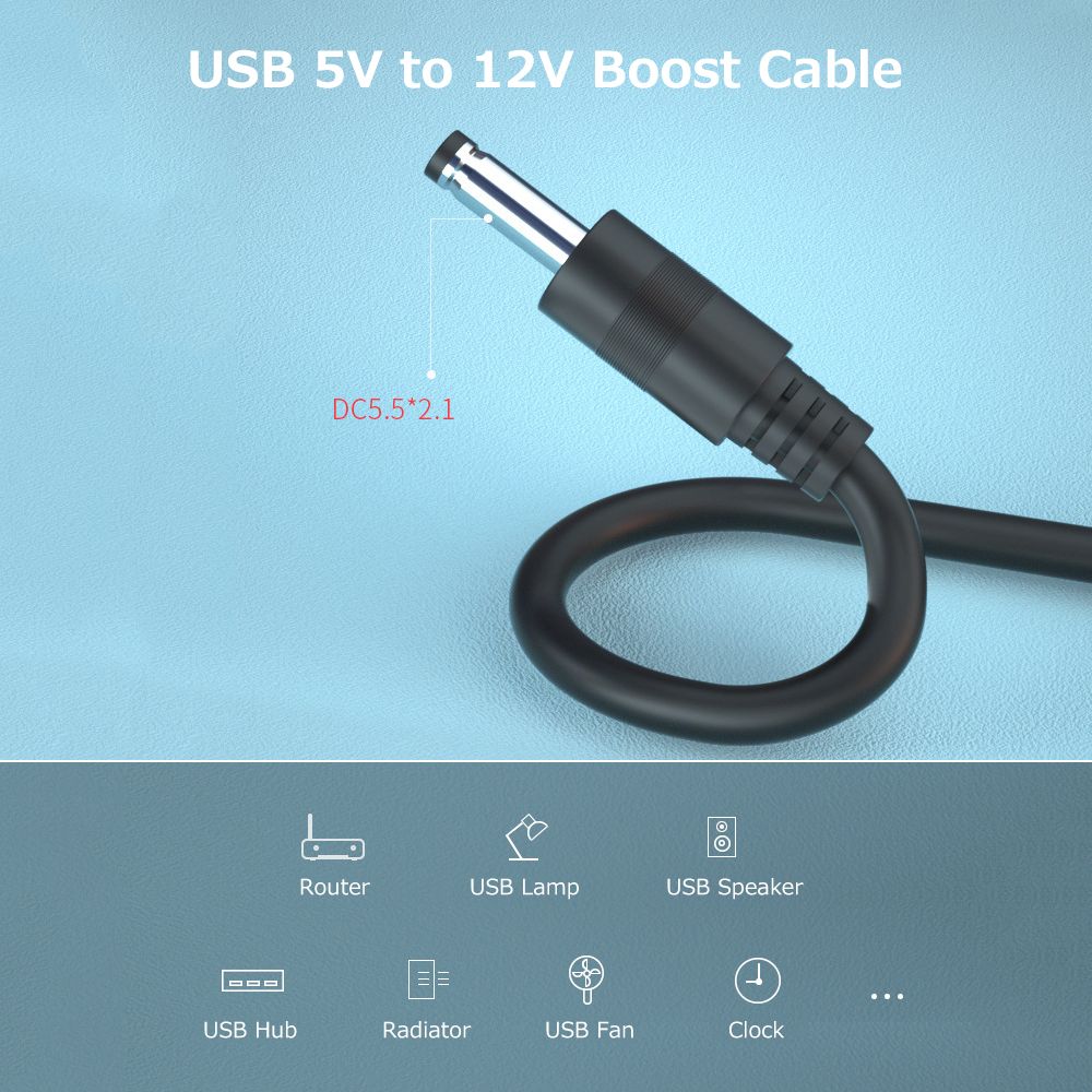 USB Boost Cable 5V To 12V Power USB Power Adapter Cable USB