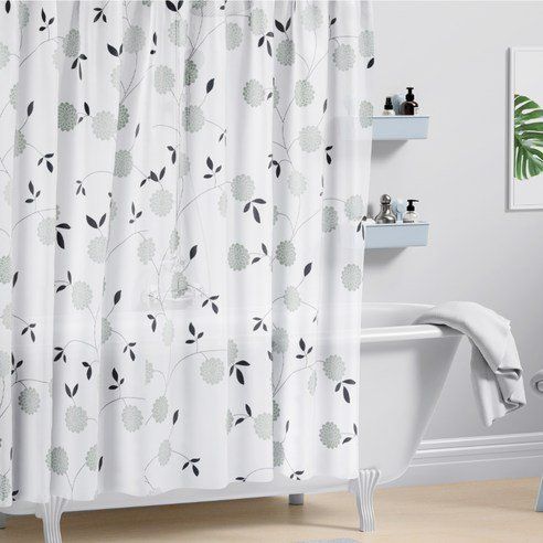 Bathroom PEVA Waterproof Shower Curtain Cotton Flower Toilet