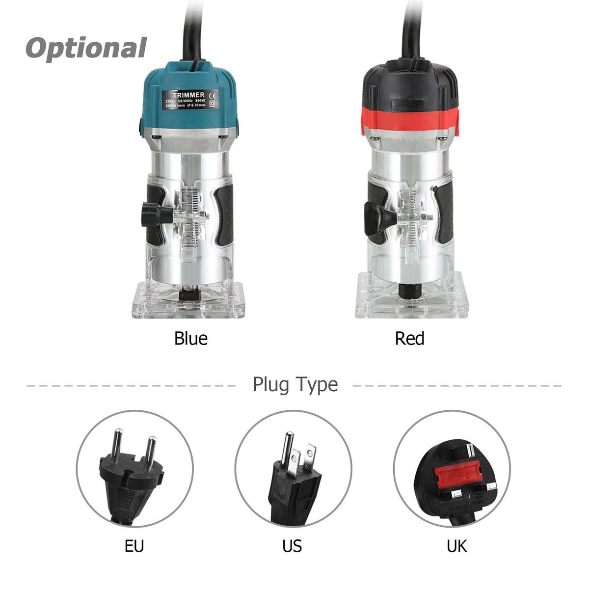 800W 30000r/min Multifunctional Electric Wood Trimmer Wood Router Laminate Trimmer Professional Slotting Trimming Grooving Machine for Woodworker Carpenter