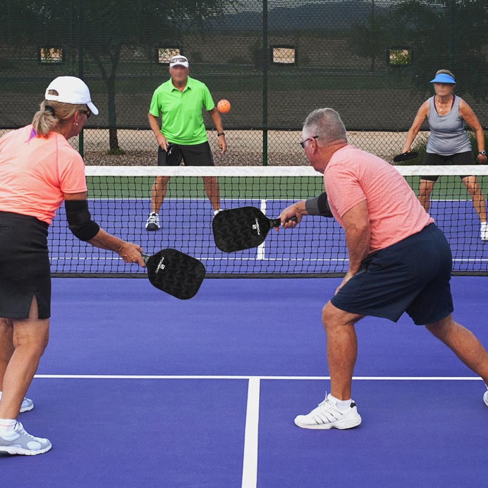 Pickleball Paddle and Ball Set Carbon Fiber Surface Pickle Ball Racket 2 Paddles with 4 Balls