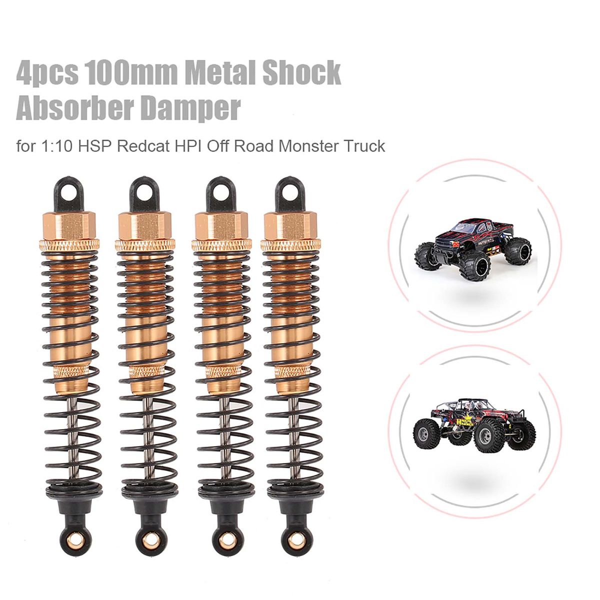4pcs RC Car Parts 100mm Metal Shock Absorber Damper