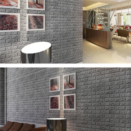 Self Adhesive Brick Wallpaper Sticker Grey 70x77cm